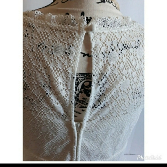 Womens Ivory Lace Lined Sleeveless Dress sz 12 - Picture 6 of 12